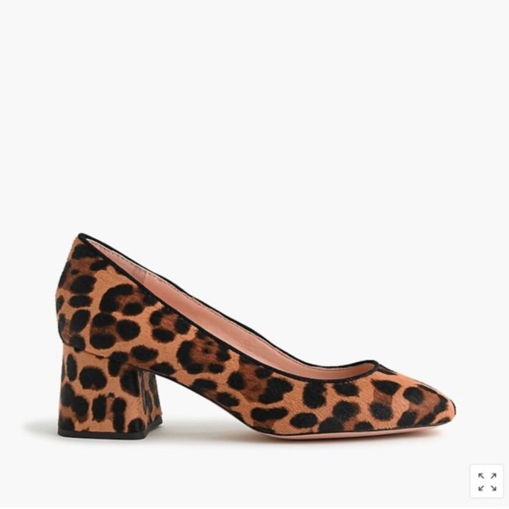 J.Crew Block-heel pumps in leopard calf hair-L357